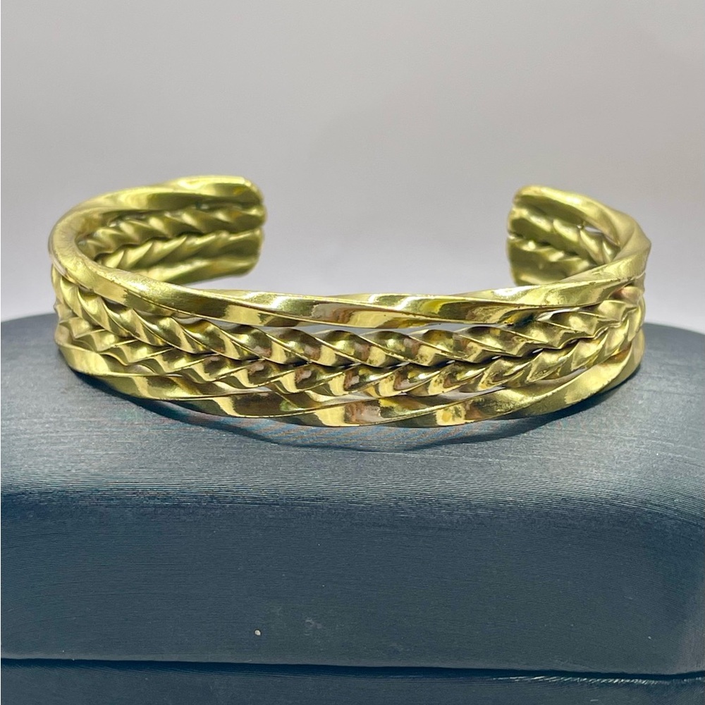 Gold-Tone Braided Cuff Bracelet. Size 5 3/4